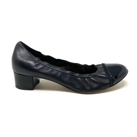 AGL Black Leather Block Heel Shoes - Picture 1 of 6